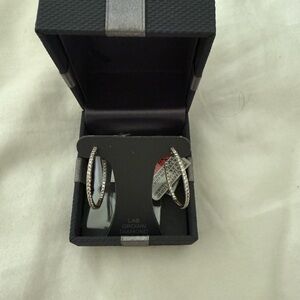 Gold Hoop Earrings with Lab Grown Diamonds